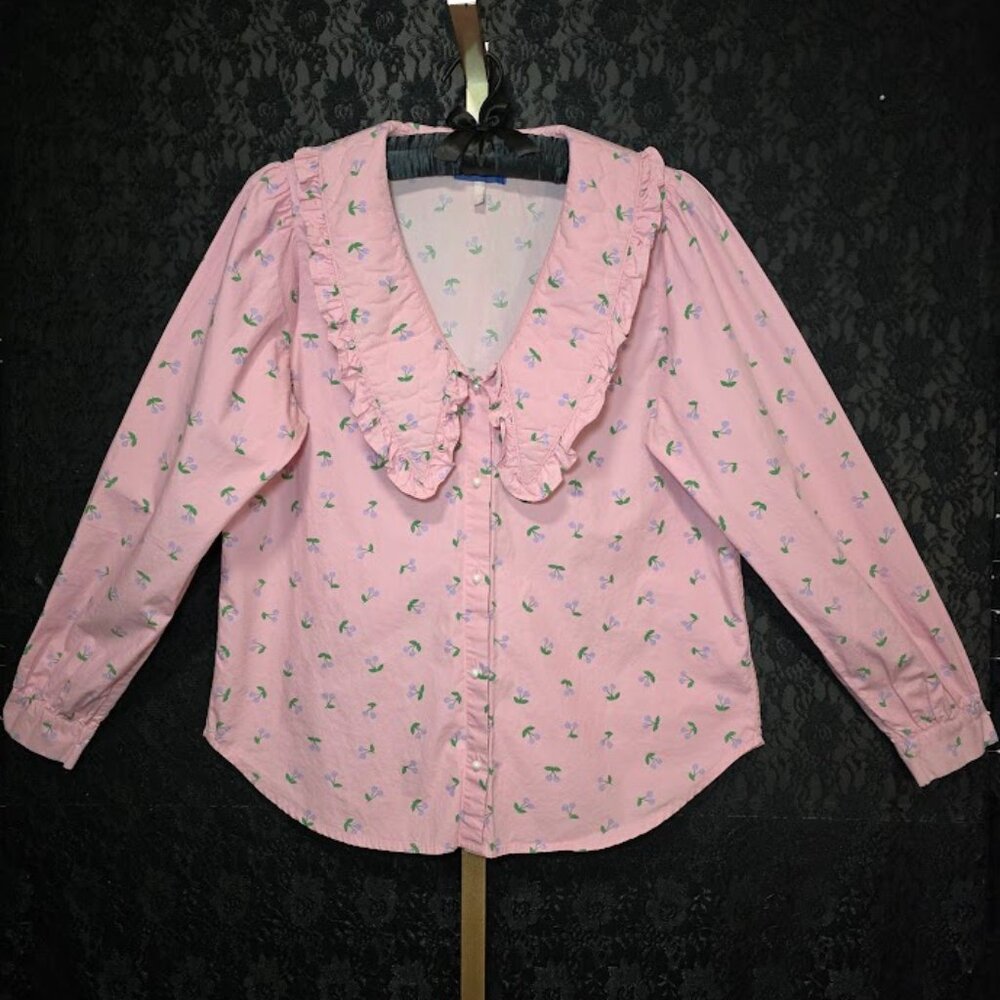 Cras "Margocras" Blouse Cherries Quilted Collar 40 (US M/L)